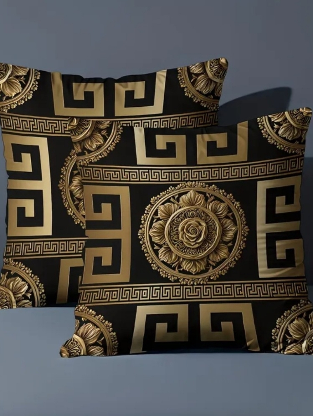 Black and Gold Decorative Pillow Cover Set - Luxury Home Accent